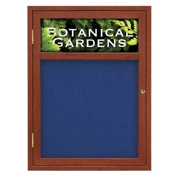 Sliding Glass Door Radius Letterboard, Hdr, 72"x48", Bronze/Blue Vinyl